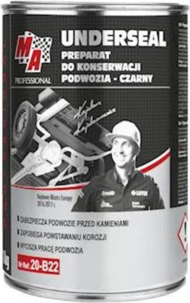 A can of car underseal product with a man in the foreground.