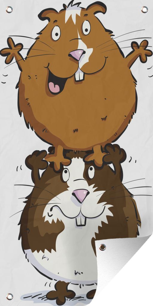 MuchoWow 80x160 cm Outdoor-Poster Gartendeko Sichtschutz Garten Poster für den Garten Eine Illustration von übereinander stehenden Meerschweinchen