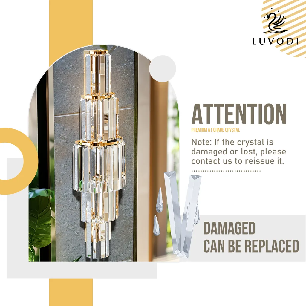 Applique Murale Cristal Variable 78cm - Luminaire LED Indirect Luxe E14