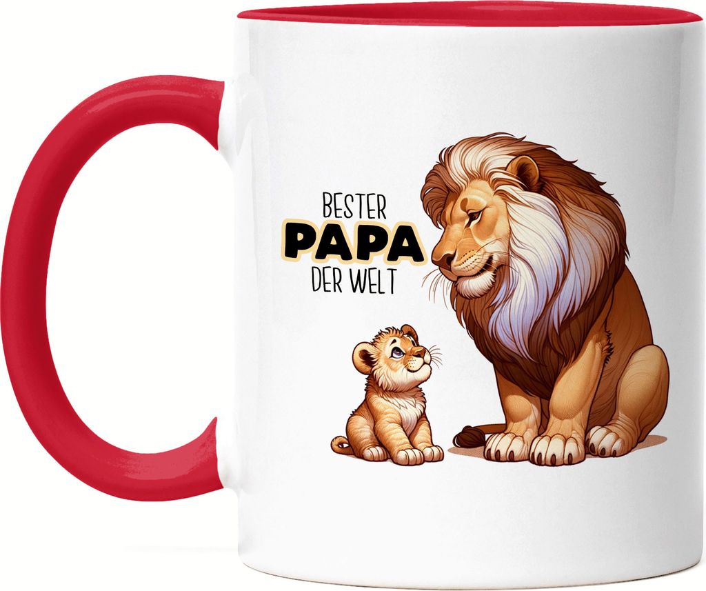 Bester Papa der Welt Löwen Papa Tasse Rot - Vatertag Liebe Produktbild 