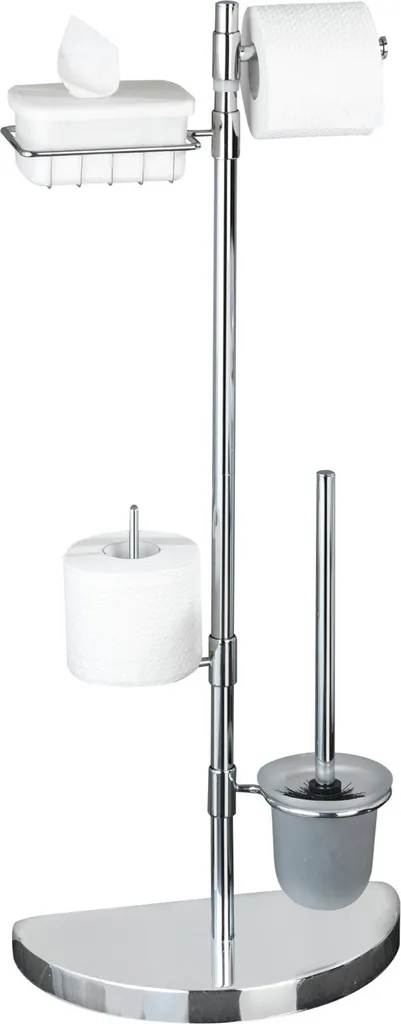 Serviteur WC gain de place avec brosse intégrée et support papier toilette