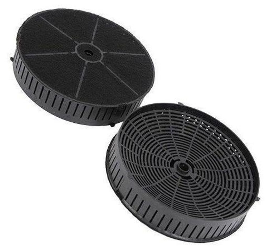 Two charcoal filters for a kitchen hood, shown against a white background.