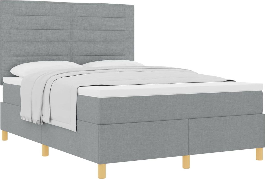 Boxspringbett mit Matratze Hellgrau 140 x 200 cm Stoff