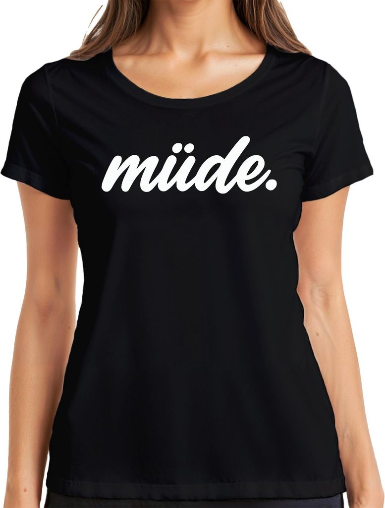 müde. Spruch Kaffeeliebe Homeoffice Schlafmütze sarkastisch mama Damen T-Shirt, Schwarz, XL