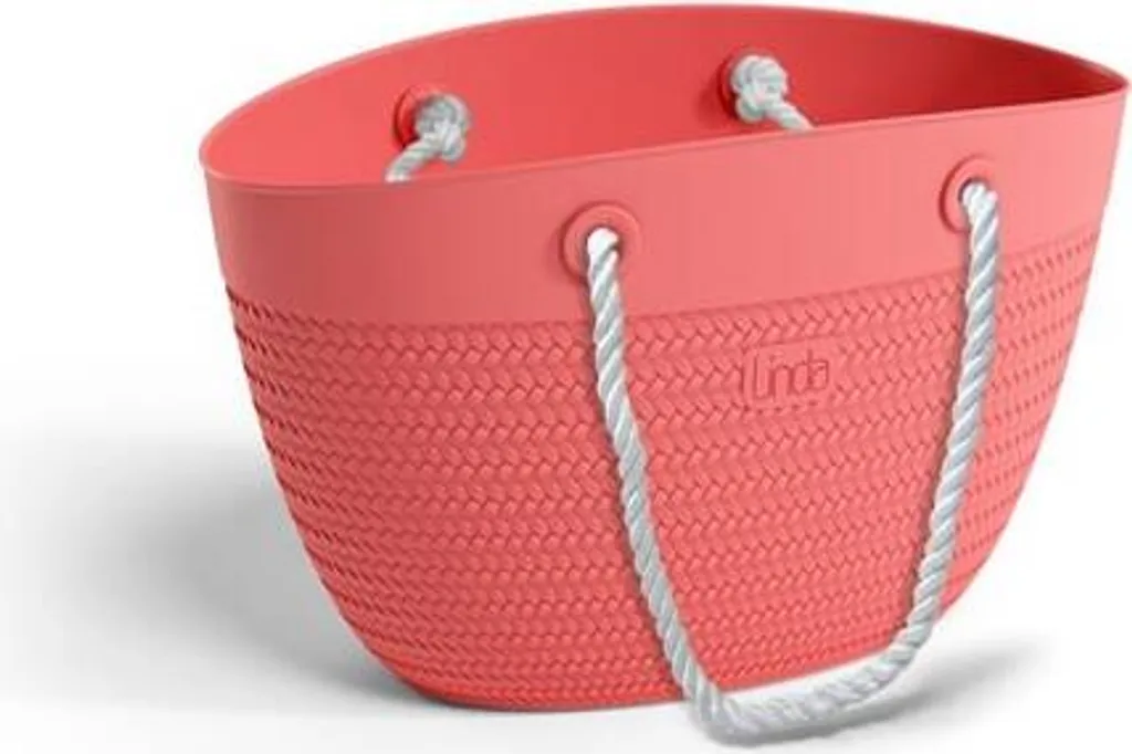 Sac de plage rouge avec poche imperméable et cordon Linda 50cm