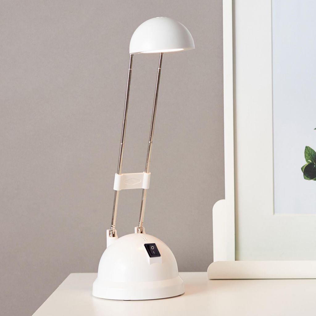 Weiße Schreibtischlampe mit Teleskoparm Produktbild 