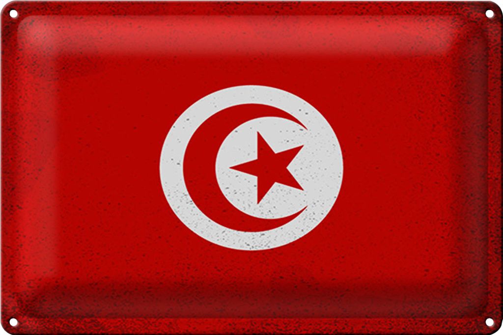 Blechschild Flagge Tunesien 40x30cm Flag of Tunisia Vintage
