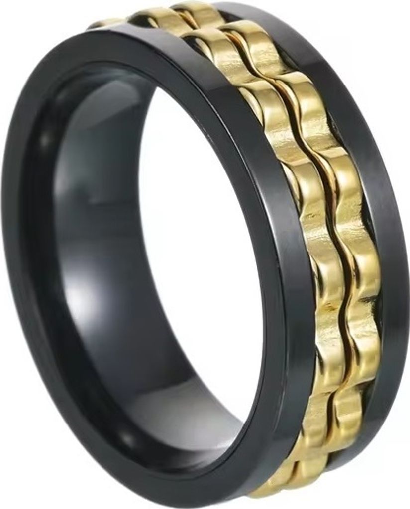 Iker Ring - Innovativer Herrenring in Schwarz und Gold KP32054