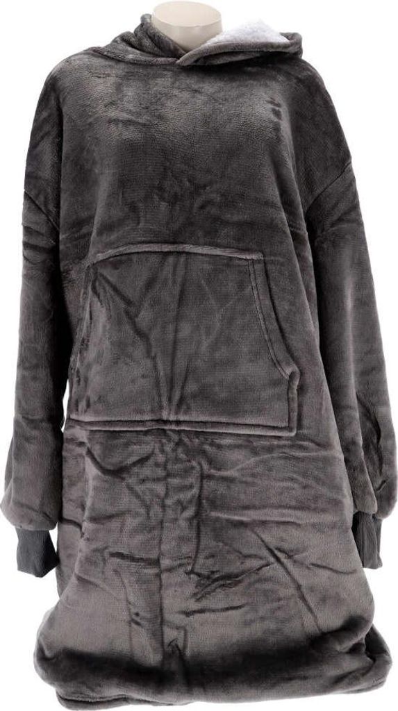 Hoodie Plaid Sherry warme Decke mit Ärmeln 110x170 cm grau Produktbild 