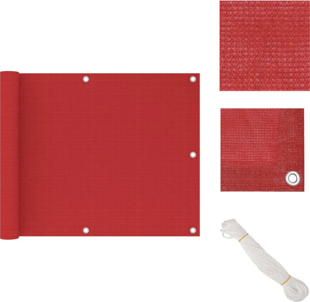 Schermo Protettivo Balcone vidaXL Rosso 75x600 cm HDPE Anti-UV