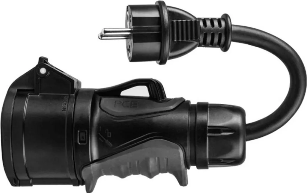 Adaptateur CEE 16A 400V vers 230V Schuko IP44 - Convertisseur Rouge