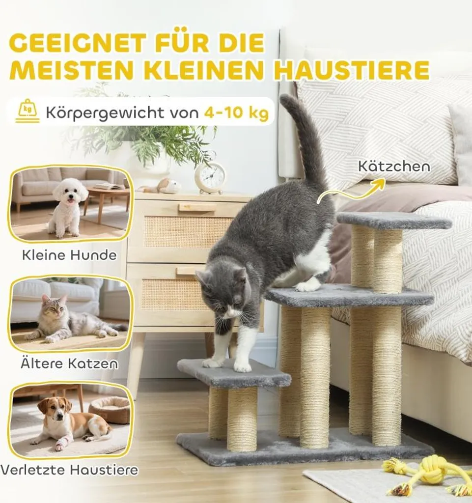 Escalier pour chien contre le mal de dos 3 marches 54 cm multifonction