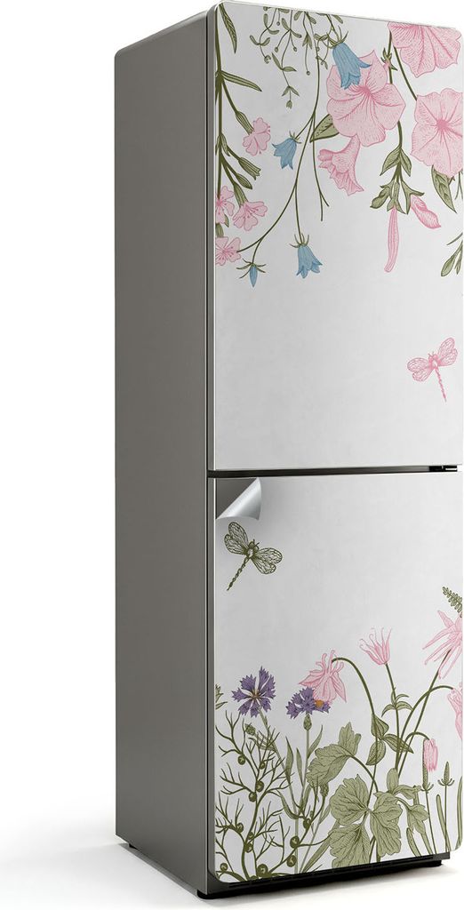 Fächer- und Linienmuster – Kühlschrank Aufkleber – Klebefolie Kühlschrank – Kühlschrank Dekor – Kühlschrankfolie selbstklebend – Kü...