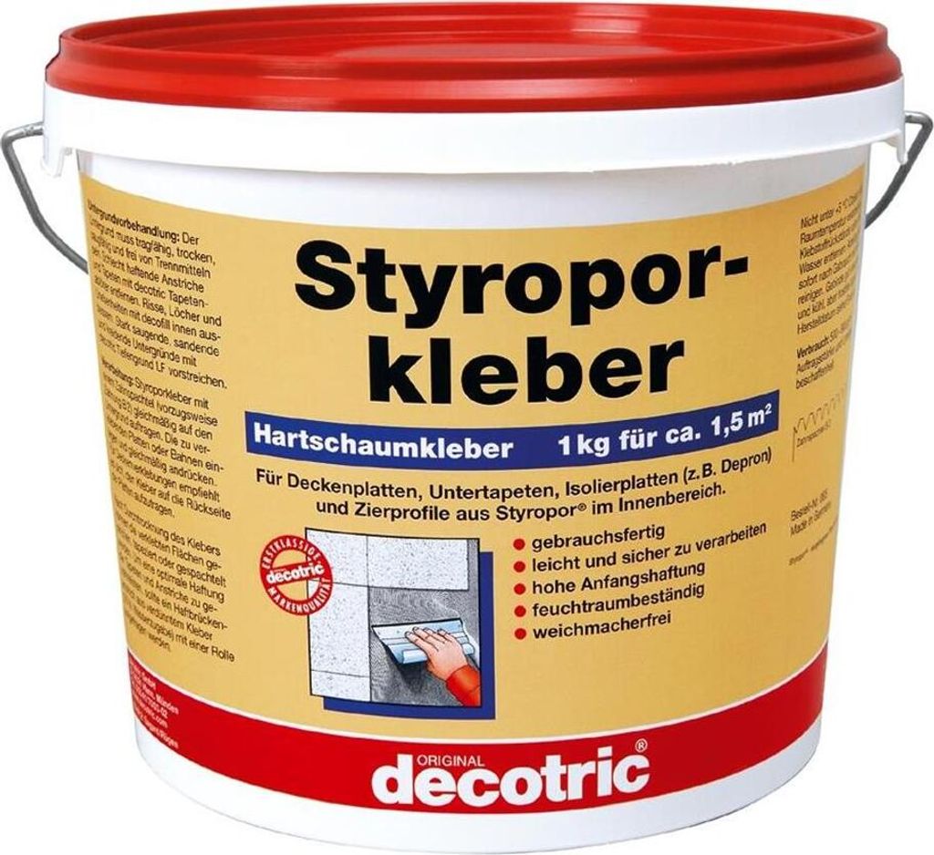 Decotric Styroporkleber Renoviervlieskleber Weiß, 8kg