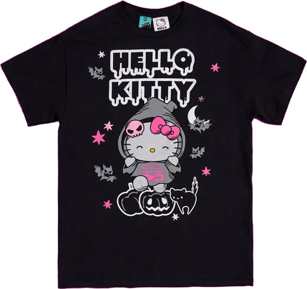 Hello Kitty - T-Shirt für Herren/Damen Uni, Halloween TT964 (M) (Schwarz)