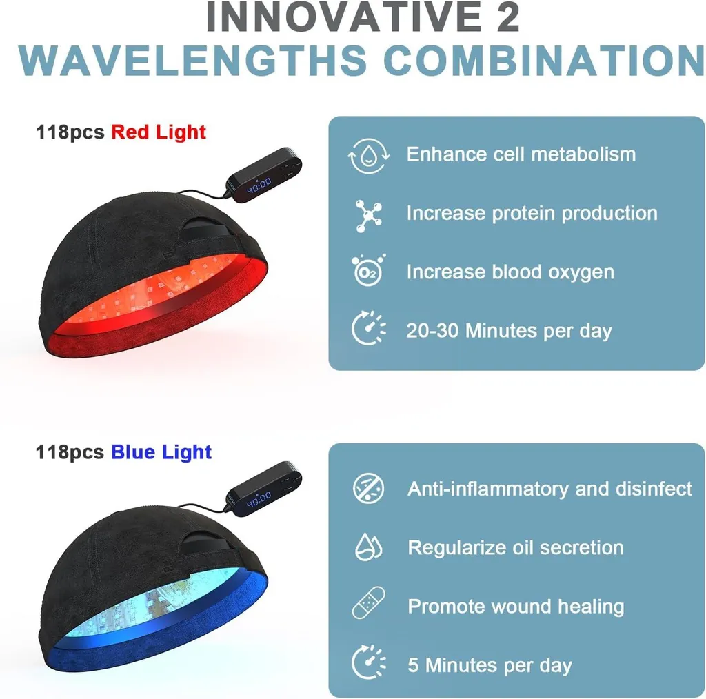 Solution croissance cheveux et repousse par luminothérapie casque noir - 3