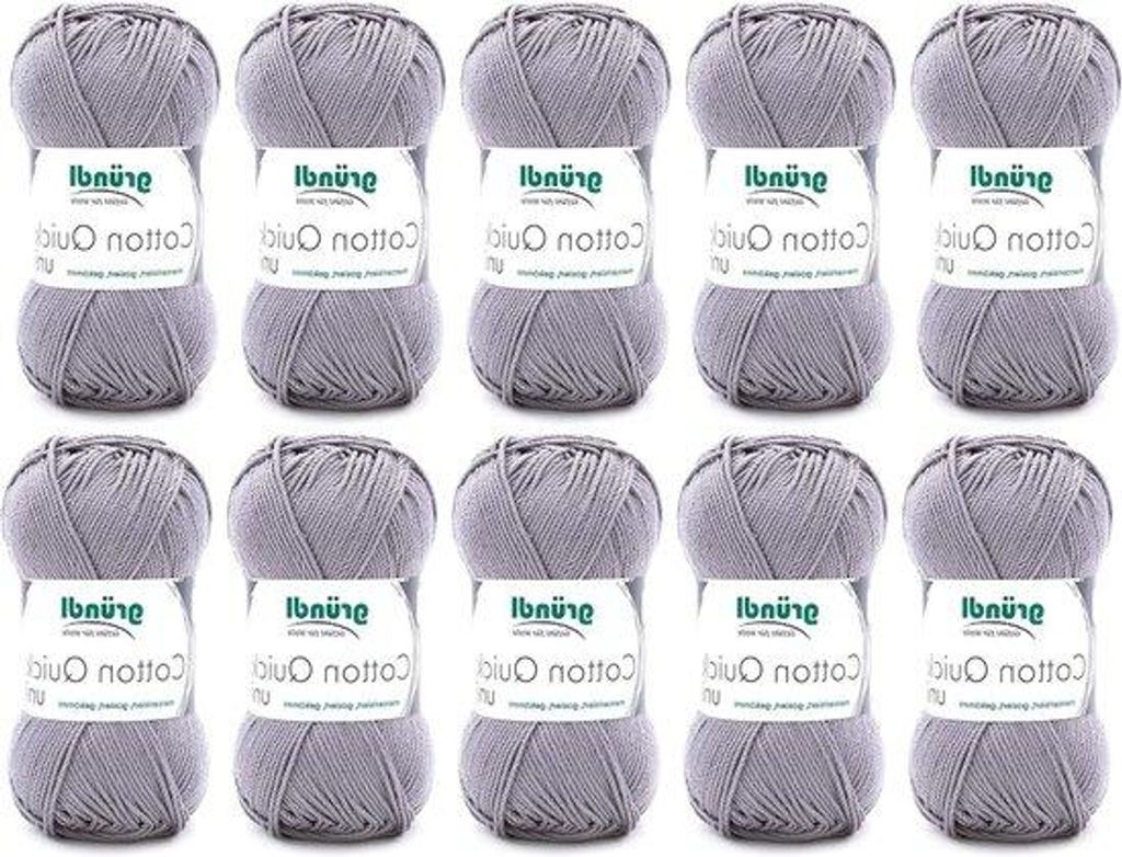 Grau Silber Strickgarn 100% Baumwolle 10 Knäuel
