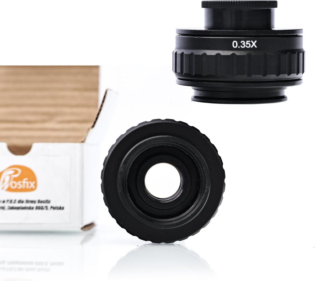 Rosfix 0,35x Adapter–Regulierbares Objektiv für Mikroskope | 38mm & 25mm C-Mount | Präzise Analyse | Stereoskopische Mikroskopie