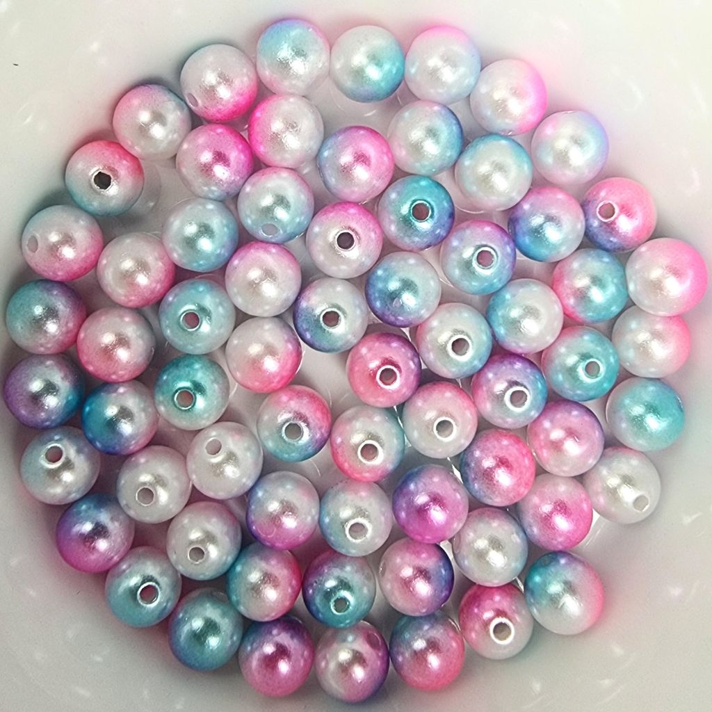Wachsperlen bunt schimmernd ca. 200 Stück, 6mm, pink, gelb, weiß
