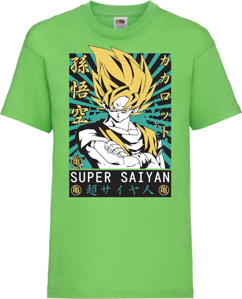 Kinder T-Shirt Dragon Anime Manga Ball Z 15 Ssg, 7-8 Jahr - 128 / Lime