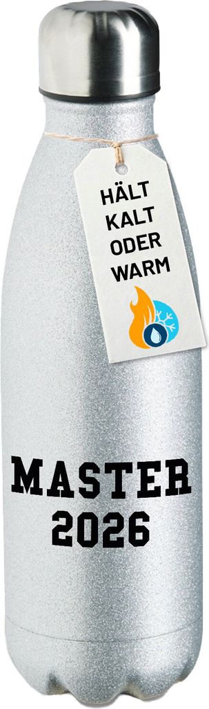 Huuraa Trinkflasche Master 2026 Abschluss 500ml Silver Edelstahl Wasserflasche Trinkflasche Geschenkidee