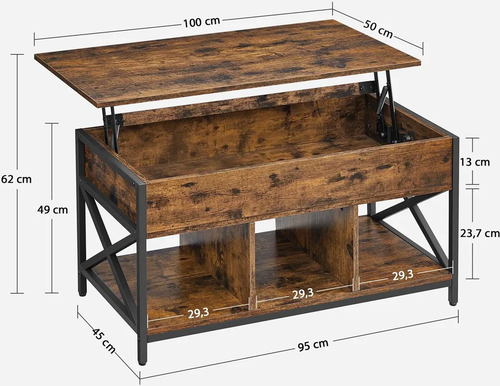 Tavolino da Caffè Marrone Rustico e Nero: Arredo Industriale Robusto - 6