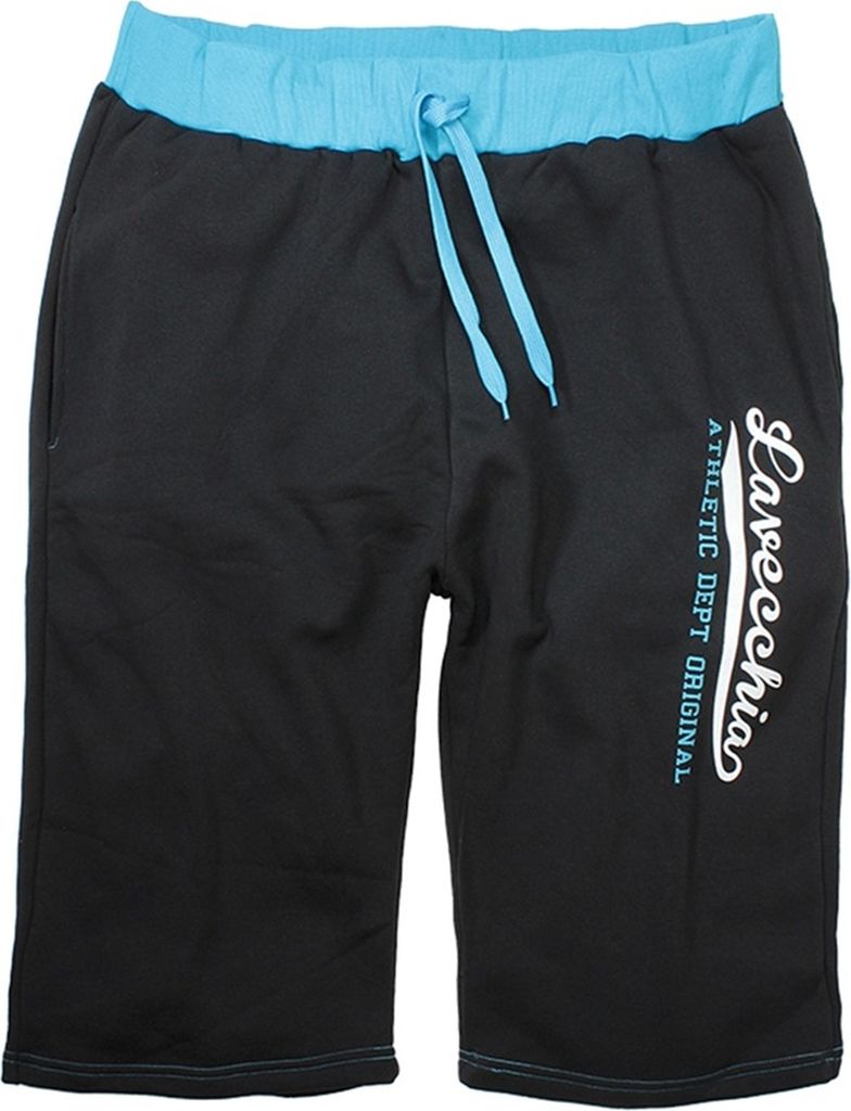 Übergrössen modische Bermudashort Lavecchia LV-2017 Schwarz / Türkis 4XL