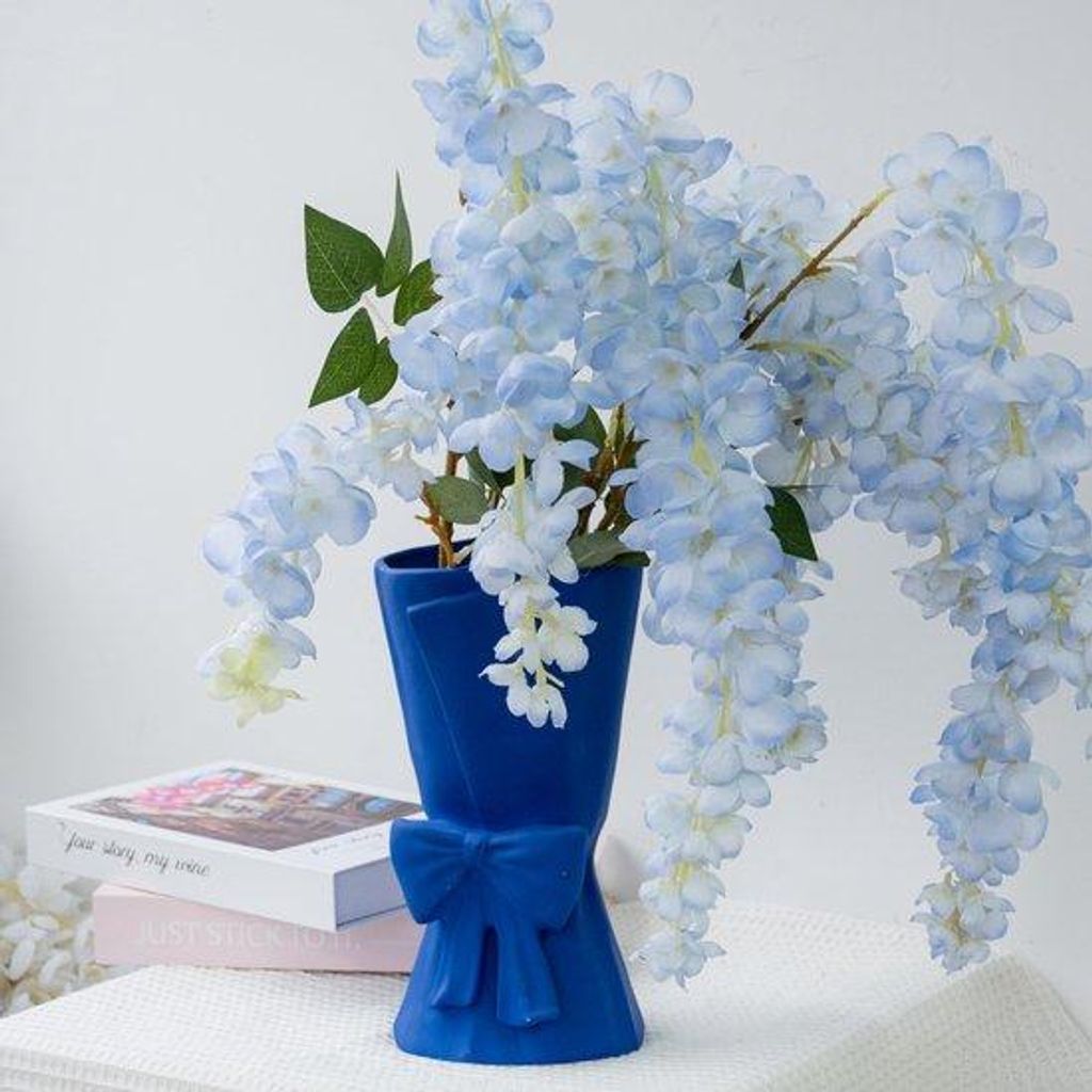 Keramische moderne boho-vaas, 24,5 cm, diepblauw, woonkamer, slaapkamer, tafeldecoratie