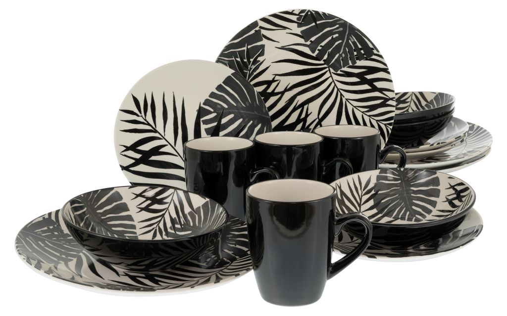 CreaTable, 25859, Tropicana Black, Kombiservice 16-tlg, Steinzeug