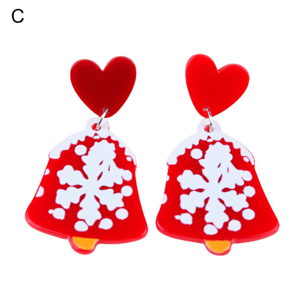 1 Paar baumelnde Ohrringe mit Weihnachtsglocke, für Damen, Kontrastfarbe, Cartoon-Ohrringe für Weihnachten-C