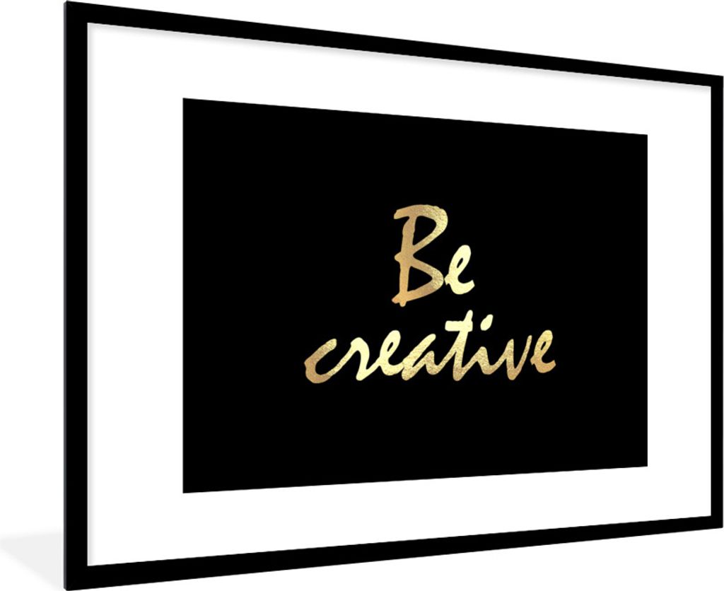 MuchoWow Gerahmtes Poster Zitate - Kreativ - Gold 90x60 cm - Poster mit Schwarzem Bilderrahmen Wandposter Rahmen Foto Bilder - Wanddekoration - F...