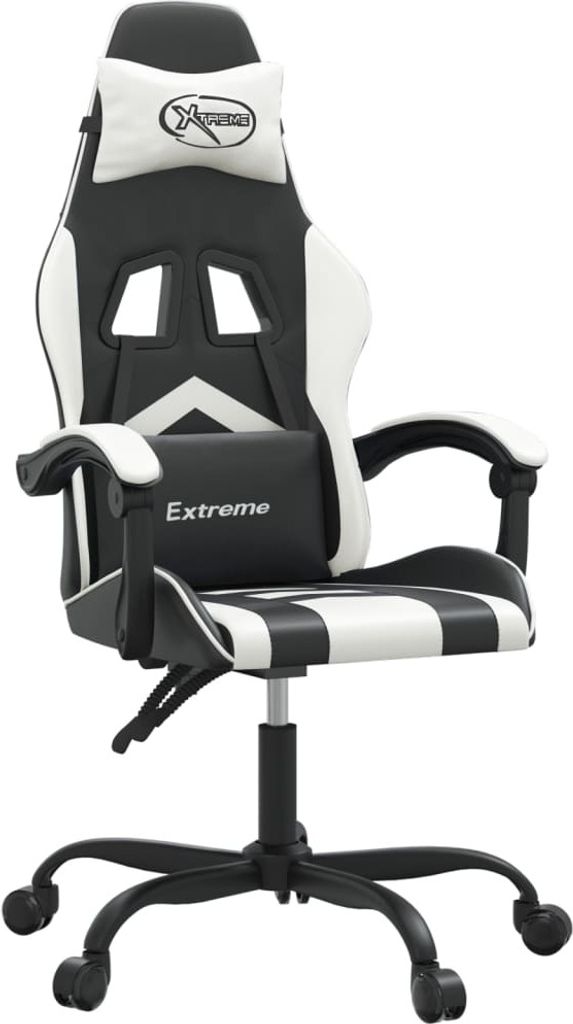 vidaXL Gaming-Stuhl Schwarz und Weiß Kunstleder