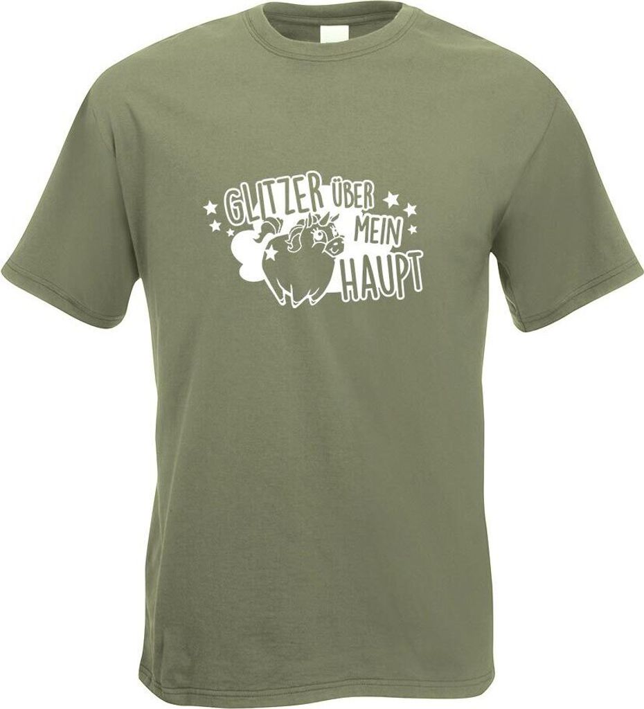 Kiwistar - T-Shirt - Olive - Glitzer über Mein Haupt Herren Funshirt Bedruckt Design Sprüche Spruch Motive - mit Motiv Bedruckt - Funshirt Design...