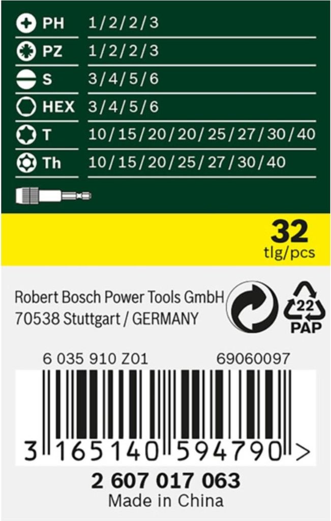 Bosch 2607017063 Schrauberbit-Set 32-teilig Produktbild 