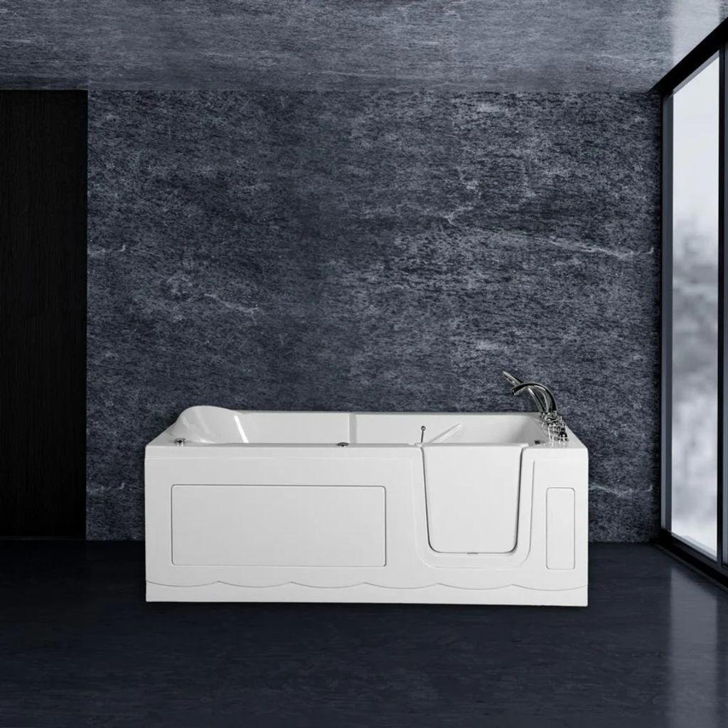 PureHaven Seniorenbadewanne 170x75 cm Sitz- und Whirlpool mit Massagedüsen integrierte Tür für leichten Einstieg pflegeleichte Oberfläche