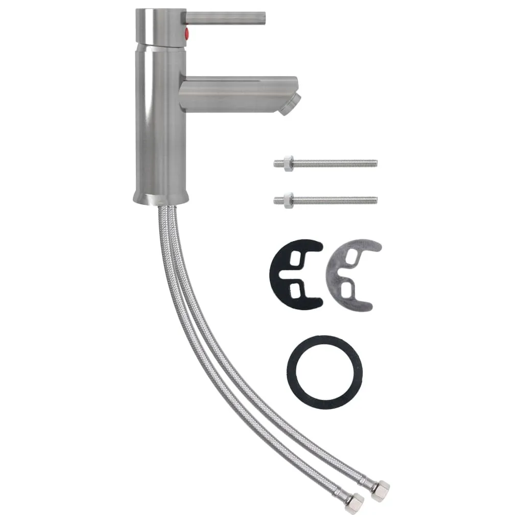 Robinet Mitigeur Lavabo Argenté 130x176mm, Bec Haut pour Salle de Bain