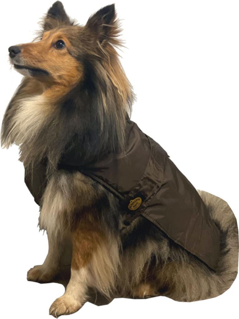 Fashion Dog Hunde-Regenmantel mit Fleecefutter - Braun - 55 cm