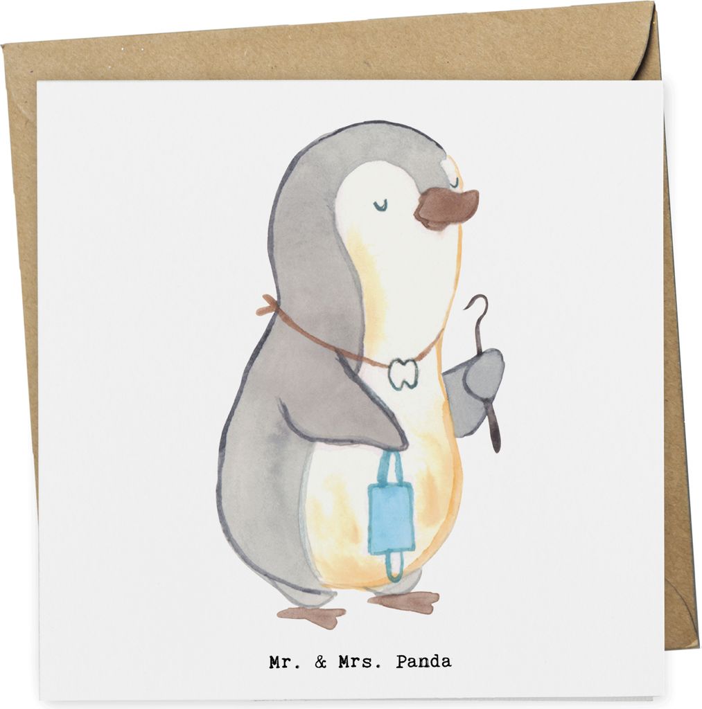 Mr. & Mrs. Panda Grußkarte Zahntechniker Herz - Weiß - Geschenk, Klappkarte, Glückwunschkarte, doppelkarte, anlasskarte, faltkarte