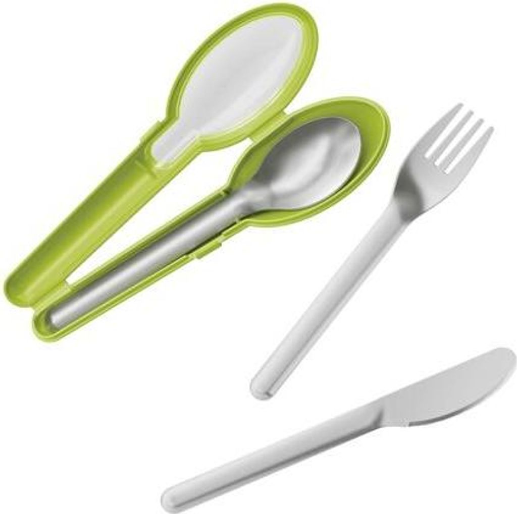 A set of cutlery with a carrying case.
