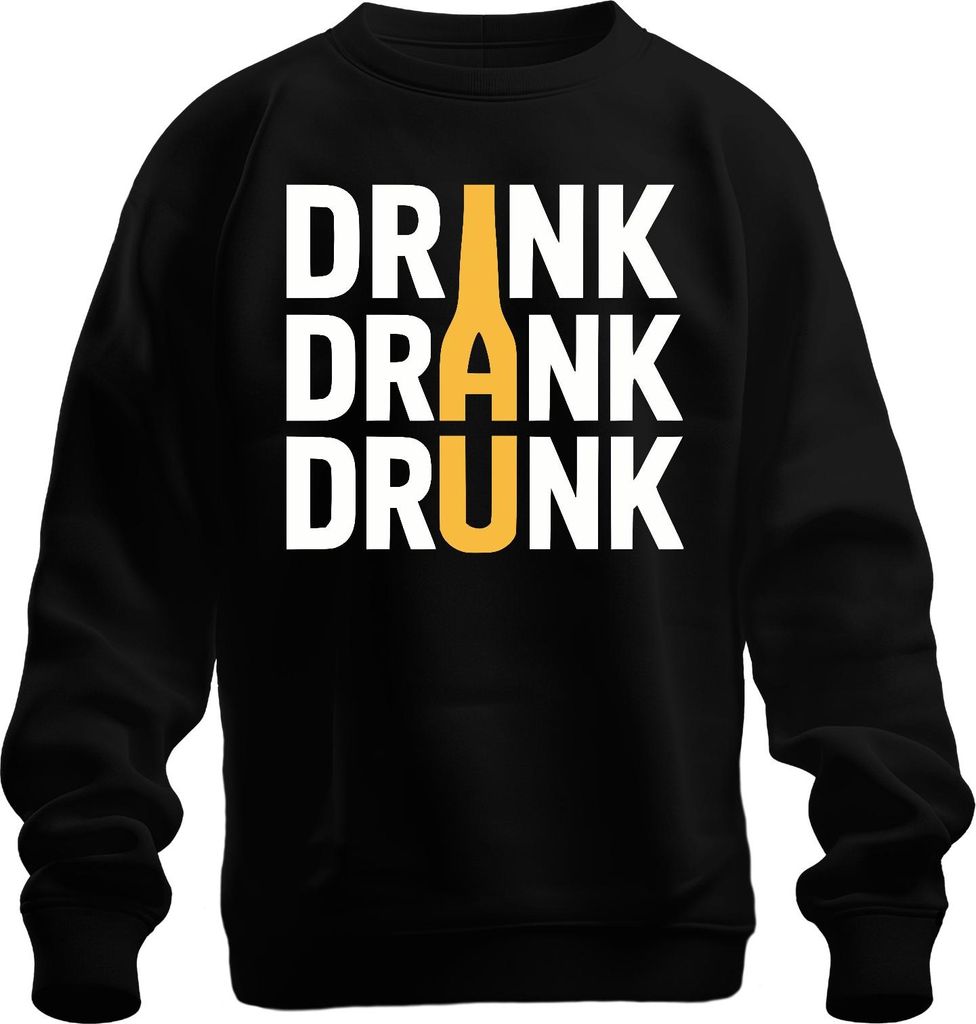 DRINK DRANK DRUNK bierflasche party saufen kneipe geschenk retro Uni Sweatshirt Pullover, Schwarz, 3XL