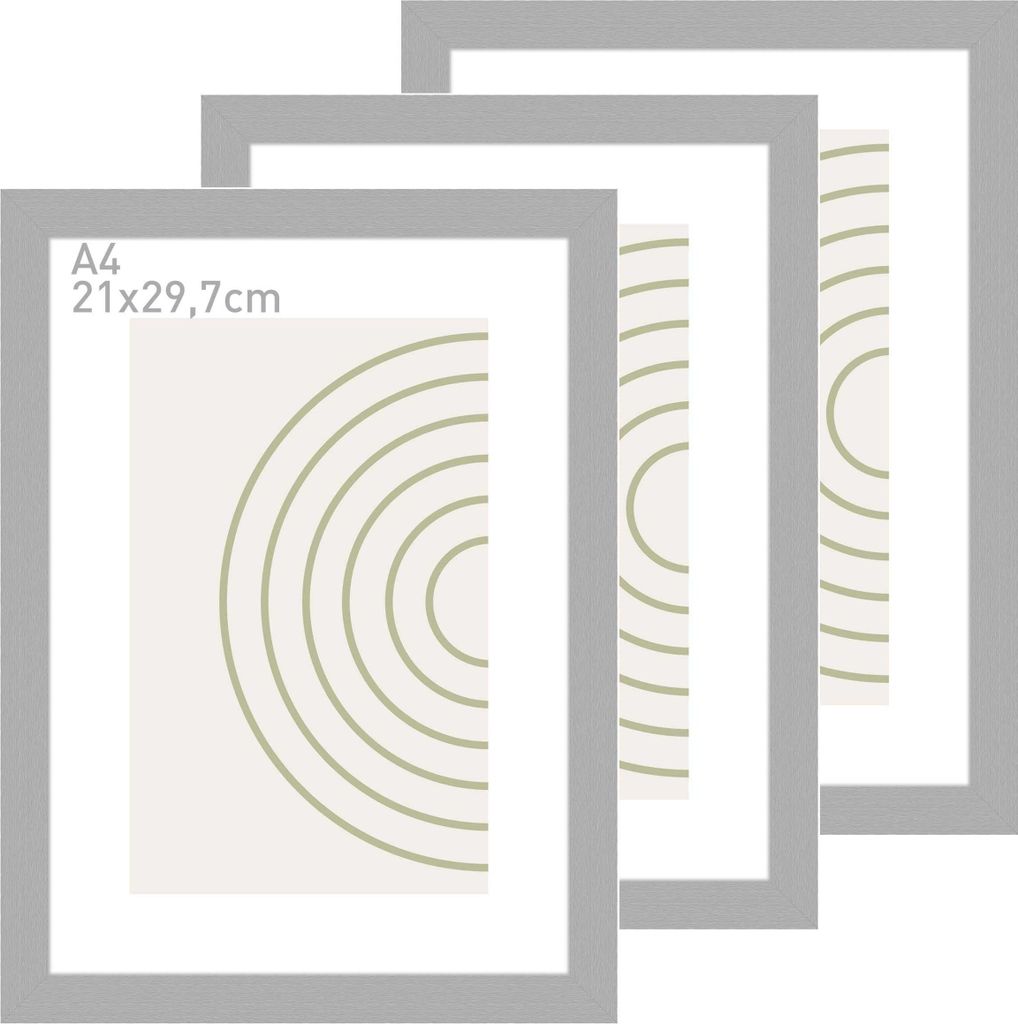 accent by nielsen Holz Bilderrahmen Velino, Silber, 21 x 29,7 cm (A4) (3er Set)