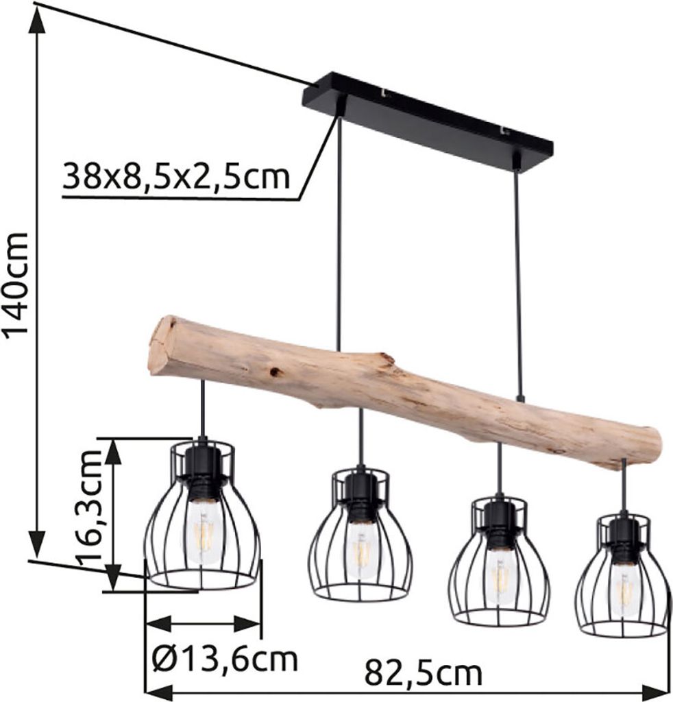 Globo Lighting závěsné svítidlo kovové černé, 4x E27 Obrázek produktu 10