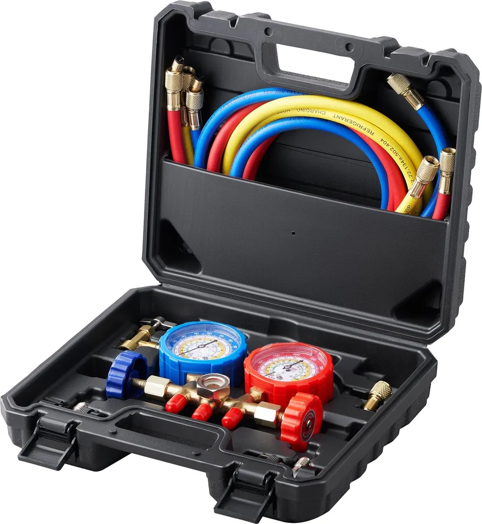 Kit Ricarica Aria Condizionata Auto R134A - Manometri AC 3 Vie