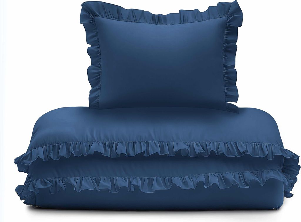 Babybettwäsche Set mit Rüschen 90x120 Baumwolle 2-teilig Navy Blue Denim