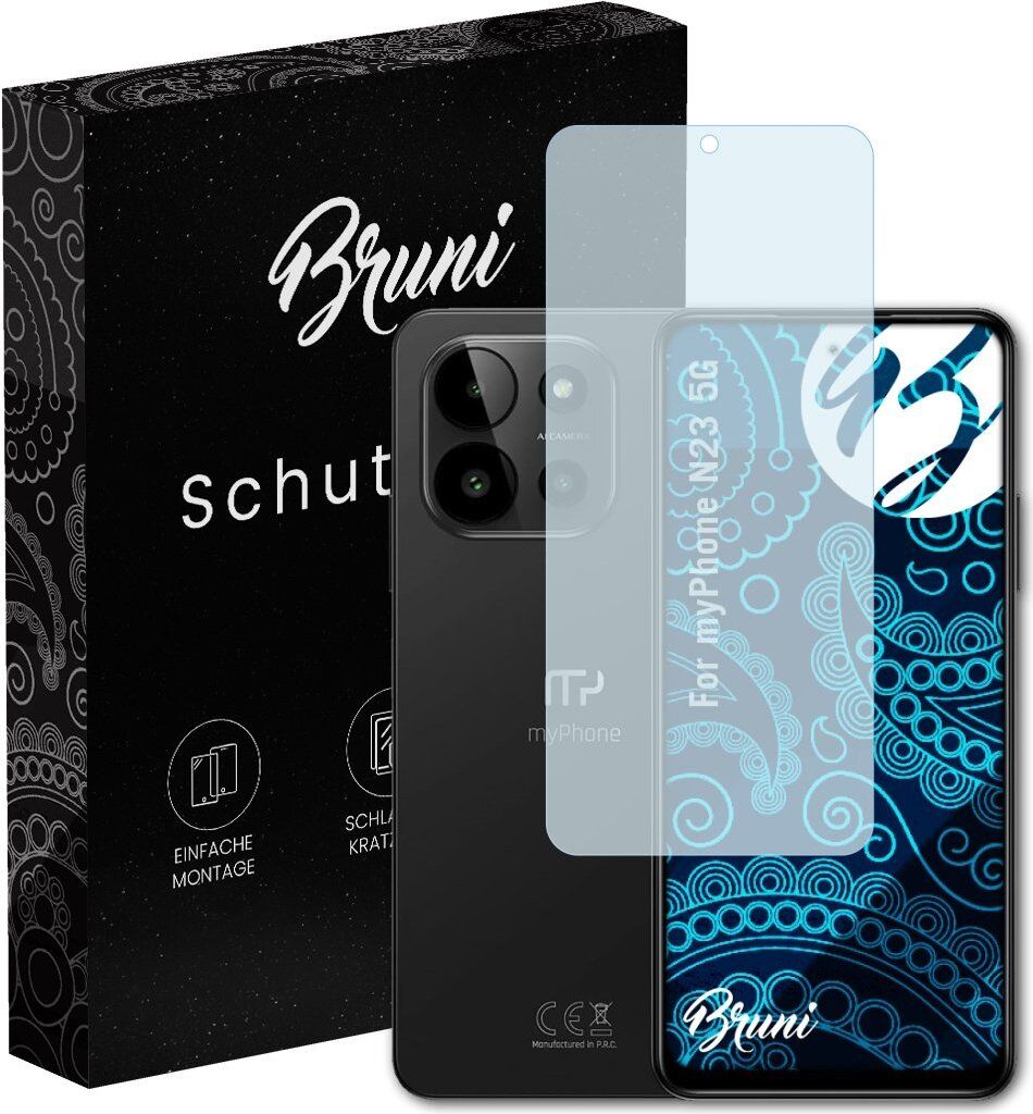 Bruni Basics-Clear 2x Schutzfolie kompatibel mit myPhone N23 5G Folie