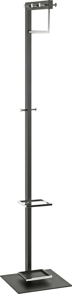 Garderobenständer >54553< in chrom, schwarz, Metall - 35x175x41cm (BxHxT)