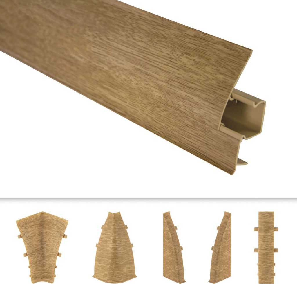 LEMAL Sockelleisten und Zubehör - PVC Fußleisten 60x26mm mit Kabelkanal - (1 Endkappe rechts, EKR.8630 Holzoptik braun) Vinyleiste Abdeckleiste B...