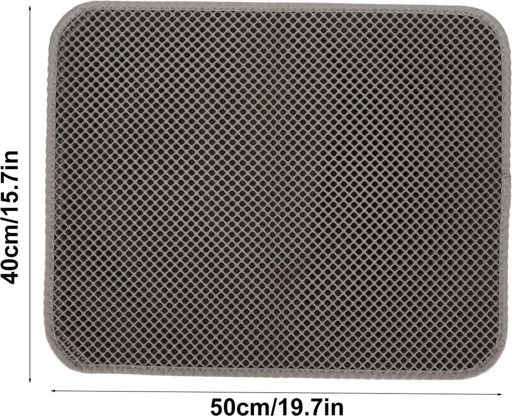 Tapis pour bac à litière chaton 50x40 cm gris anti-projection sol propre