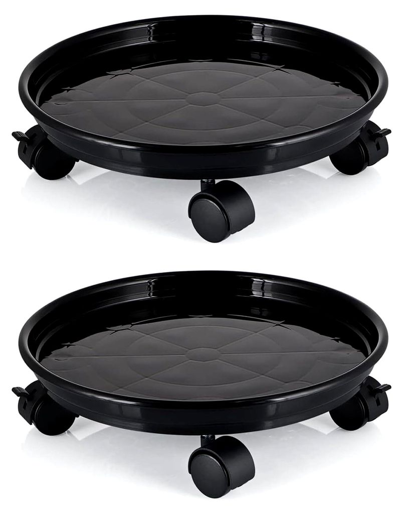 2 Stück Rollbarer Pflanzenständer 30 cm, Blumentopfständer mit Rollen, Mobiler Pflanzenpaletten Behälter, Tragfähigkeit 40 kg