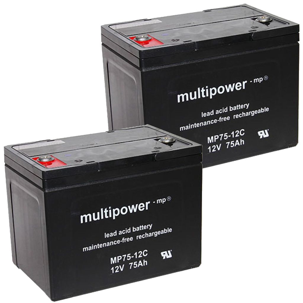 2 x PB batteria al piombo adatta per AS E 450 F, 12V 75Ah Immagine del prodotto 